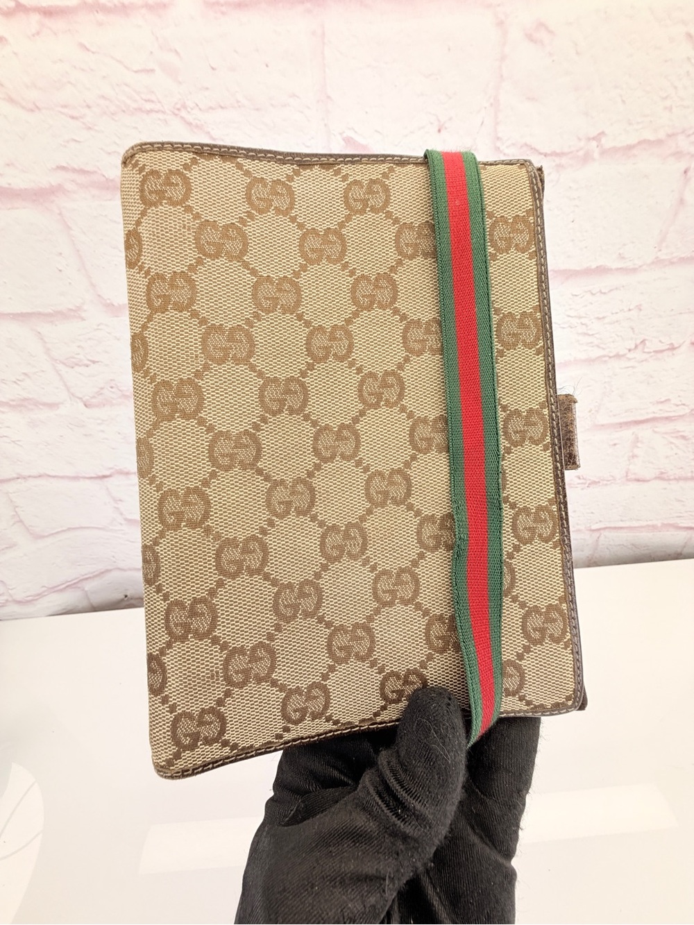 Gucci Vintage Sherry Line GUCCI GG CANVAS RING AGENDA COVER